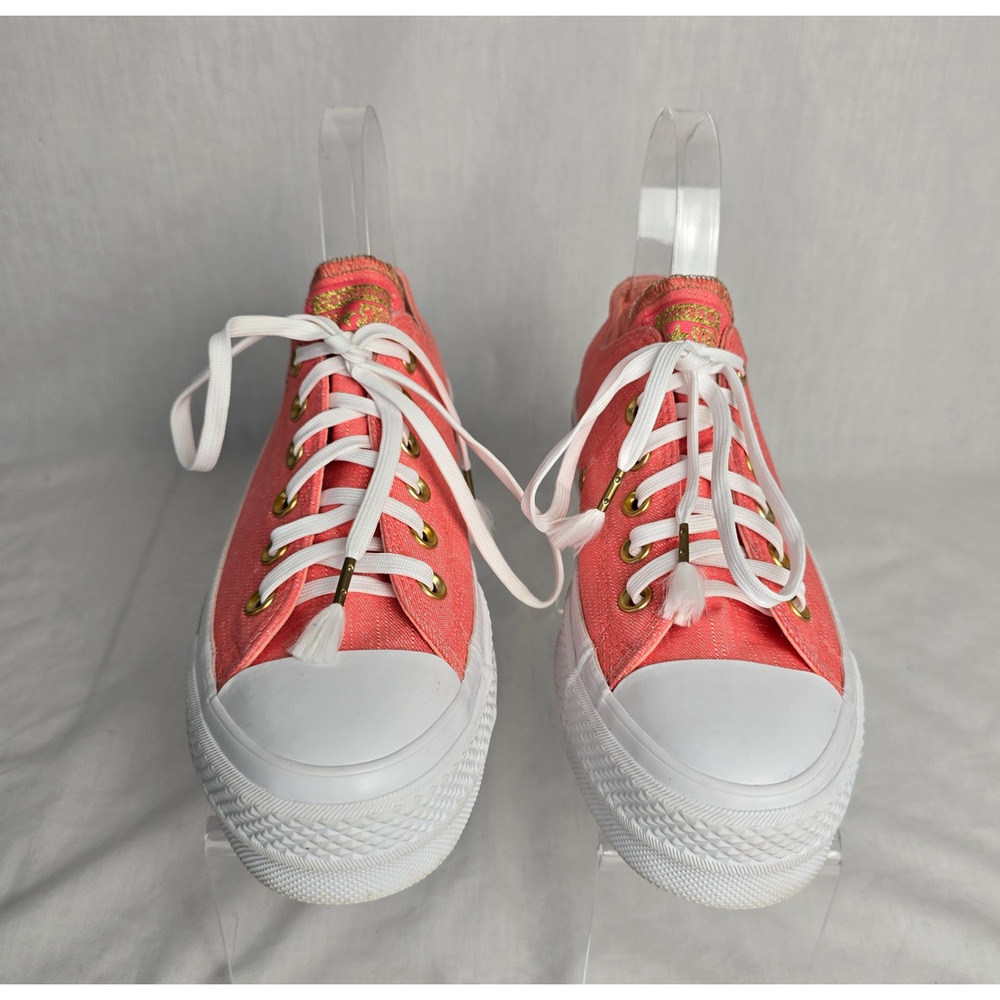 Converse Chuck Taylor All Star Lift Ox Sneakers Women's 8 Coral & White Lace Up - Picture 8 of 13
